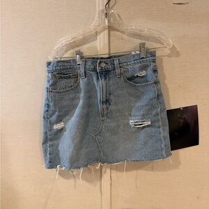 Distressed Denim Mini Skirt